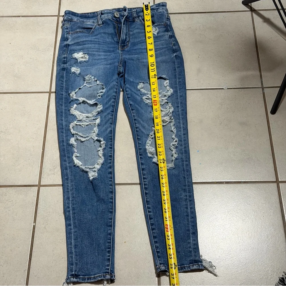 American Eagle Women‎ Hi-Rise Jegging Jeans Distressed Denim Blue Jeans size 6